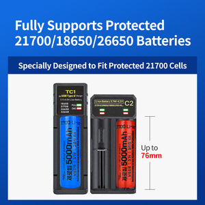 Chargeur de batterie USB C portable ZEROBEAM, 1 emplacement pour batteries lithium-ion NiMH 21700 18650 26650, protection intelligente de la charge - Product Image 4