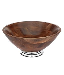 Handcrafted Wooden Fruit Bowl with Metal Stand Decorative Serving Bowl Kitchen Serving Bowl Home Tableware - Product Image 1