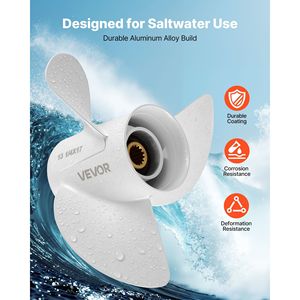 Elica Marina in Alluminio a 15 Denti per Motori Fuoribordo Yamaha 50-130 HP, Compatibile con Elica OEM da 4-1/4 Pollici - Product Image 3