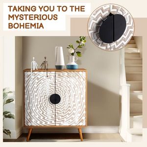 Credenza con Gambe Alte in MDF, Pannello Porta con Intaglio Decorativo, Corpo in Melaminico 80*39.5*80cm, Finitura Spray Effetto Legno Originale C - Product Image 2