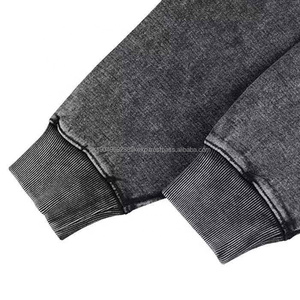 Vêtements de rue personnalisé ourlet brut à capuche Vintage surdimensionné en détresse acide pierre lavage sweats à capuche recadrée à capuche hommes pas de poches - Product Image 5