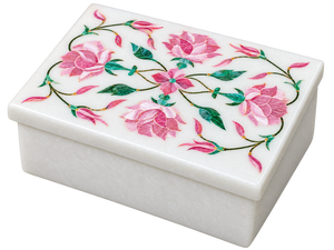 Stonecrafts International Premium Quality Golden Yellow Marble Mother Pearl Floral Pattern Modern Exterior Luxury Jewelry <b>Box</b> - Product Image 1