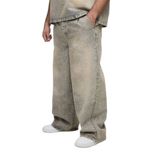 Vaqueros Baggy Rectos Personalizados de Estilo Urbano para Hombre, Vaqueros de Mezclilla de Algodón Oscuro Desgastado, Pantalones Vaqueros Vintage de Moda para Hombre - Product Image 1