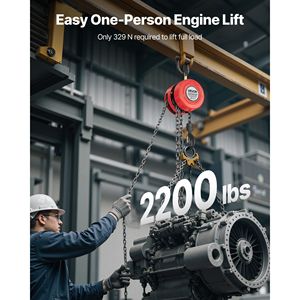 Paranco a Catena Manuale da 1 Tonnellata, Capacità 2200 Libbre, Altezza di Sollevamento 20 Piedi, Catena Zincata G70 Lunga 20 Piedi, Blocco a Catena Manuale per Carichi Pesanti - Product Image 2