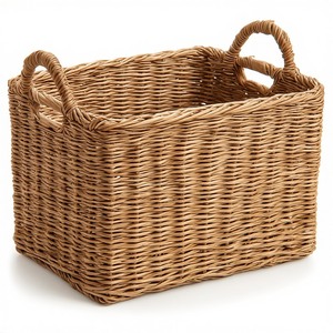 Panier élégant en jonc de mer naturel, fait main et durable, avec poignées, pour le rangement et la décoration intérieure de la cuisine, de la salle de bain et du salon - Product Image 1