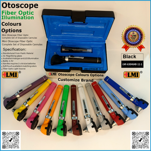 Otoscopio de Fibra Óptica LAPA MASTER INDUSTRY de Alta Calidad, Juego de Instrumentos Negros, Manual, Reutilizable, Ligero, Ecológico, con Certificación CE - Product Image 6
