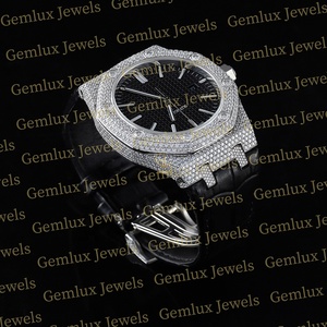 High Quality <b>Black</b> Rubber Strap Auto Date Iced Out D VVS Moissanite Diamond Pass Diamond Tester Hip Hop Diamond <b>Watch</b> - Product Image 4