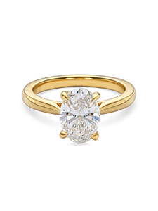 Anillo de compromiso solitario minimalista con diamante ovalado cultivado en laboratorio, oro rosa, halo oculto, elegante anillo de diamante con corte ovalado estilo catedral, joyería. - Product Image 2