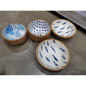 Cuenco de diseño multifunción con cuchara Cuencos duraderos ecológicos Cuencos de madera personalizados Esmalte blanco Frutas y ensaladera Impermeable - Product Image 2