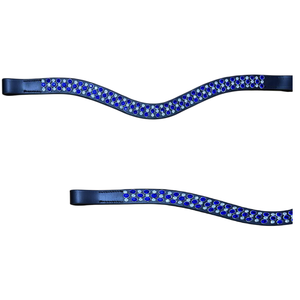Frontières de tête en cuir de cheval durable avec trois rangées de cristaux noirs - Product Image 4