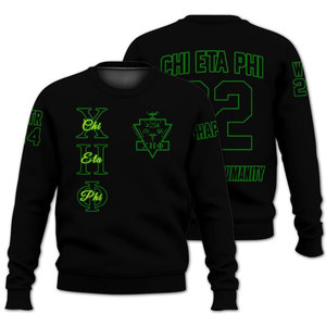 Chi Eta Phi Greek Letters Pullover Sweatshirt Men's Yellow Green Crew Neck Knitted Sublimation Print Casual <b>Sweater</b> - Product Image 4