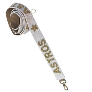 Astros star Sangles de sac de perles de rocaille en or blanc personnalisées 'Hook Em Horns' Accessoire à la mode Sangle de sac à main perlée - Product Image 1