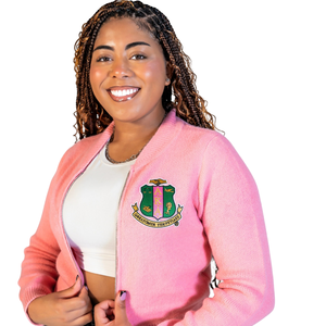 Pink AKA Shield <b>Zip</b> Up <b>Cardigan</b> Women Long Sleeve Knitted Sweater <b>Full</b> Zipper Casual Fashion Outerwear Soft Comfortable Ladies - Product Image 2