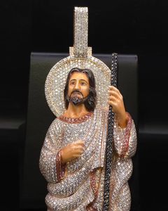 Collar con Colgante Ovalado de Moissanita Color Oro Rosa con Figura de Jesús, Joyería y Accesorio de Destaque - Product Image 4