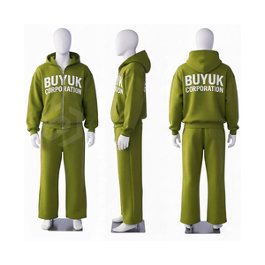 Chándal con capucha y cremallera para hombre, estilo holgado, con estampado, lavado ácido, ecológico, 100% algodón polar, ligero, cómodo y oversize - Product Image 2