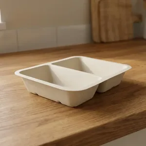 High Demand Oceanic Global Disposable 2CP Snack Tray Eco Friendly Compostable <b>Pulp</b> Moulded Modern Luxury Rectangular Food - Product Image 3