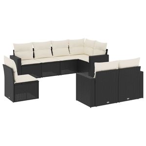 Ensemble de canapés de jardin modulaires en rotin PE noir, 8 pièces, meubles de jardin élégants et durables - Product Image 2
