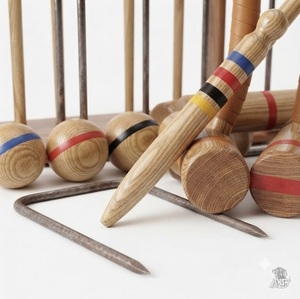 Jeu de croquet de jardin de qualité supérieure avec maillets en bois dur, balles colorées et cerceaux en acier – Équipement sportif d'extérieur pour pelouse - Product Image 6