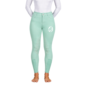 Mint Green Women Equestrian Riding Leggings High Waist <b>Stretch</b> Horse Riding Pants Silicone Grip Full <b>Seat</b> Breeches Training - Product Image 1