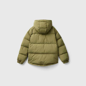 Abrigo Acolchado con Capucha para Mujer, Color Verde Oliva, Manga Larga, Cierre de Botones, Chaqueta de Invierno Cálida, Estilo Casual, Color Sólido, Corte Regular - Product Image 2