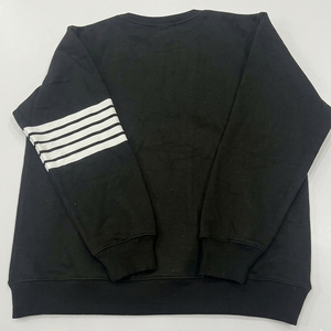 Wholesale Custom Solid Color Men's Ribbed Crewneck Casual Athletic Drop Shoulder Varsity Striped Sleeve Pullover Fleece Autumn - Product Image 4