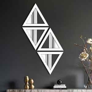Miroir mural décoratif en bois d'ingénierie, forme triangulaire, pour la décoration de la maison, salon, chambre, couloir - Product Image 3