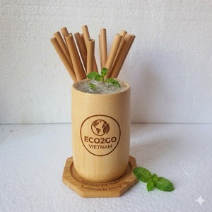 Eco2go Vietnam Pajitas y Tapas de Bambú Reutilizables Ecológicas - Uso en Viajes, Biodegradables, Duraderas, Precio Accesible - Product Image 1