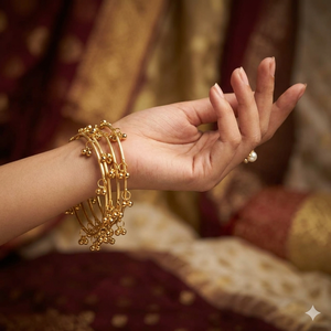 ชุดกำไลข้อมือแบบแคชเมียร์ชุบทอง 6 ชิ้น สำหรับผู้หญิง เครื่องประดับชาติพันธุ์แบบดั้งเดิม ทุกขนาด 2.4 2.6 และ 2.8 (8 ชิ้นในชุด) - Product Image 2
