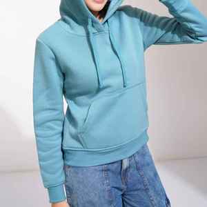 Sudadera con Capucha para Mujer, Color Sólido, Tejido de Algodón, Manga Larga, Estilo Casual para Otoño, con Bolsillos - Product Image 6