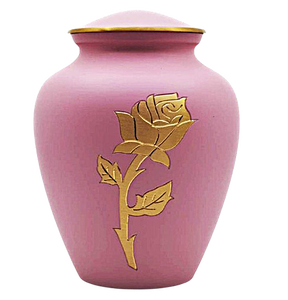 Urna Funeraria de Metal para Cenizas de Adultos, Estilo Americano/Europeo, con Grabado de Flor Rosa en Latón Pulido - Product Image 4