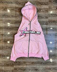 High Quality Heavyweight Vintage Acid Wash Zipper-Up Hoodie 100% Cotton Fleece Custom Embroidered Print Men's Streetwear Solid - Product Image 6