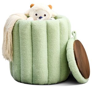 Upholstered Padded Seat Foot Stool Vanity Ottomans Storage for Makeup Room Footrest for Living Room Comfortable Vanity Stool - Product Image 1