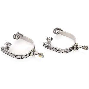 เดือยขี่ม้าแบบตะวันตกสำหรับมืออาชีพ พร้อมลวดลายดอกไม้เคลือบเงิน - Product Image 1