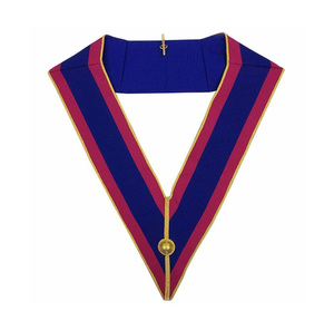 Collar Masónico de Lujo con Ribete Dorado, Color Azul y Rosa, Estilo Provincial, Accesorios Masónicos Personalizados - Product Image 1