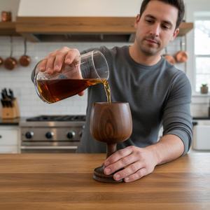 Copa de Vino de Madera Hecha a Mano, Taza Rústica para Beber y Herramienta de Servicio para Bar, Jarra de Madera Maciza para Pub, Restaurante y Hogar - Product Image 6