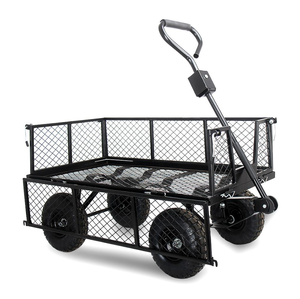 Carrito de Jardín de Malla de Acero Resistente, Capacidad de Carga de 450 kg, Plegable, Laterales Extraíbles, Neumáticos de 10 Pulgadas, Carro Utilitario Negro ODGGAD008 - Product Image 4