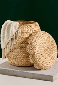 <b>Stackable</b> Round Cross Woven Water Hyacinth Basket Blanket Towel <b>Storage</b> <b>Container</b> - Product Image 3