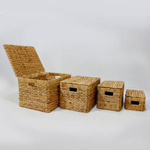 Artex Dong Thap Factory Handmade Water Hyacinth Storage <b>Box</b> Model SD9030H-4NA <b>for</b> Home Organization and Gift <b>Hamper</b> Set - Product Image 2