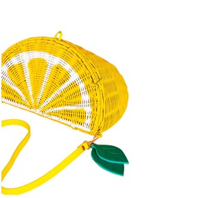 Wholesale Creative Rattan Storage Basket Novelty <b>Yellow</b> Lemon Slice Shaped Decorative Woven Basket for Summer Beach - Product Image 3