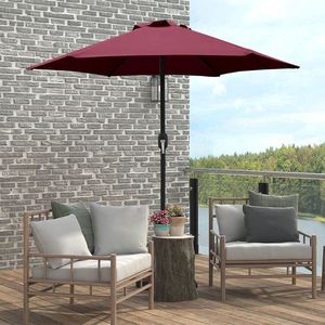 Sombrilla de Patio de 7.5 pies con Manivela, Sombrilla de Mercado para Exteriores con 6 Varillas Resistentes, Impermeable para Jardín o Terraza - Product Image 1