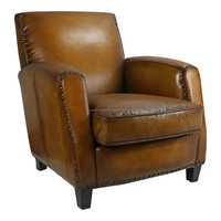 Fauteuil en cuir de qualité supérieure avec assise rembourrée confortable, structure robuste, design élégant, parfait pour le salon ou le bureau