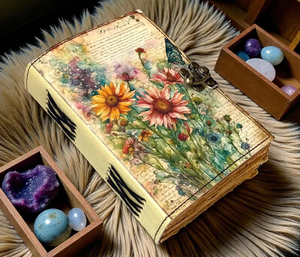 Vintage Floral Handmade Journal <b>with</b> Deckle Edge Paper | Botanical <b>Lock</b> Diary Personalized Artisan <b>Notebook</b> Gift - Product Image 5