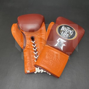 No Boxing No Life Guantes de Boxeo Profesionales de Cuero Vacuno de Primera Calidad con Cordones, Protección Completa para los Dedos, Acolchado Grueso de 4 Capas, para Kick Boxing - Product Image 1
