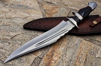 Couteau Bowie à pointe tombante en acier inoxydable, manche en bois, lame de chasse de qualité industrielle, à une seule tranchanture, personnalisable OEM