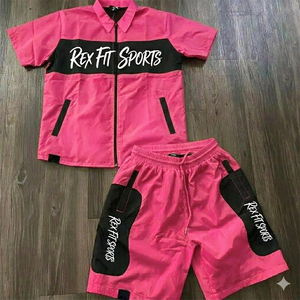 Ensemble de shorts coupe-vent en nylon et polyester personnalisés pour hommes, veste courte zippée, streetwear, ensemble de survêtement deux pièces - Product Image 4