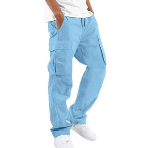 Men's Cargo Pants <b>Drawstring</b> Casual Hiking Joggers Cotton Spandex Breathable Quick Dry Eco-Friendly Loose Straight <b>Trousers</b> - Product Image 2