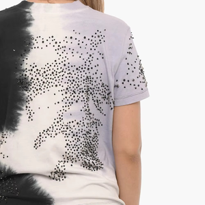 Women's Plus Size <b>Tie</b> Dye Rhinestone T Shirt Crew <b>Neck</b> Short Sleeve Regular Fit Summer Tee - Product Image 4