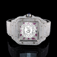 Montre de luxe à affichage analogique en moissanite VVS de fabrication indienne, bracelet en acier inoxydable de 20 mm, disponible au meilleur prix