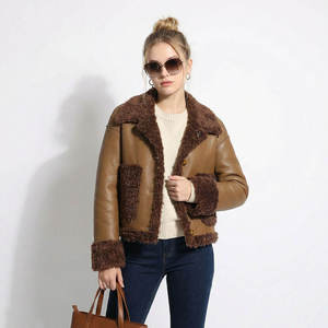 Chaqueta de Cuero PU de Manga Larga Estilo Vintage para Mujer, Abrigo Cálido de Invierno con Decoración de Piel, Cierre de Cremallera, Estilo Casual, Talla XL, a la Moda - Product Image 1
