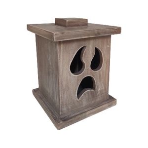 Venta al por mayor a precio de fábrica Halloween decorativo antiguo Vintage caja de lujo vela linternas tapa tallada a mano grabado en madera - Product Image 5